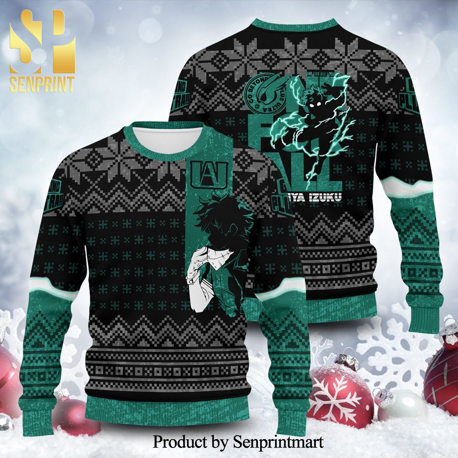 Izuku Midoriya My Hero Academia Manga Anime Knitted Ugly Christmas Sweater