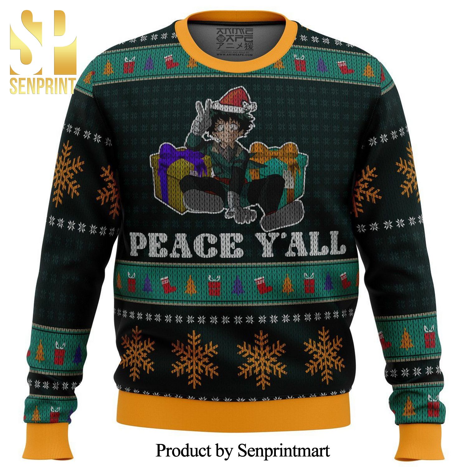 Izuku Midoriya My Hero Academia Peace Premium Manga Anime Knitted Ugly Christmas Sweater