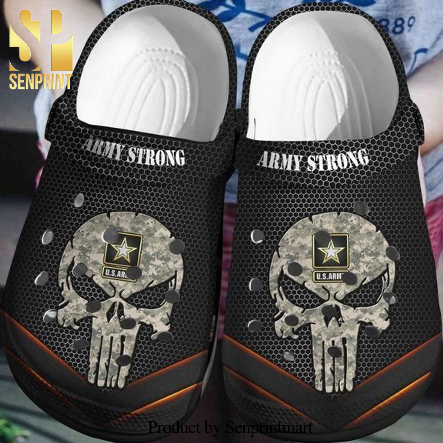 Amazon Us Army Strong Full Printing Crocs Crocband In Unisex Adult Shoes