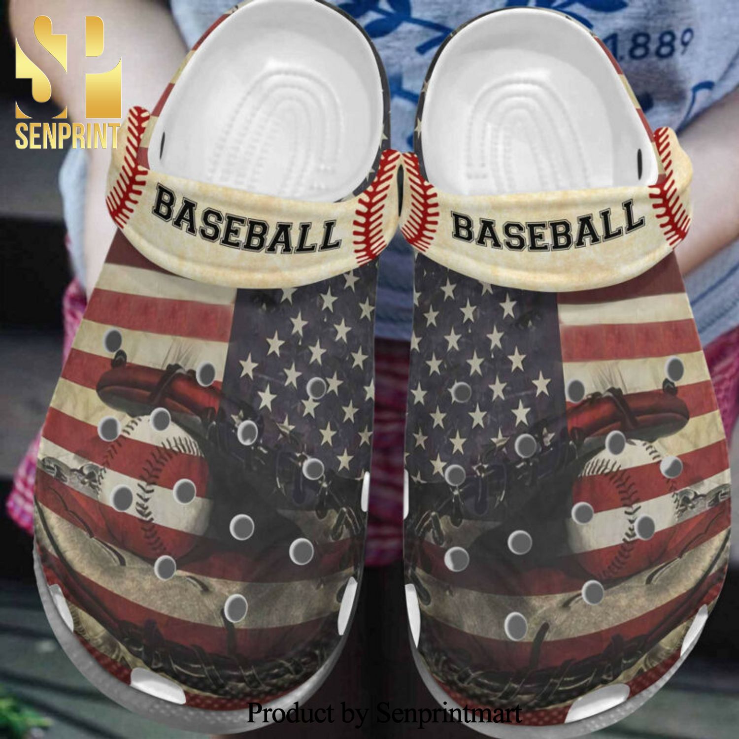 America Baseball For Batter Baseball Rubber Crocs Crocband In Unisex Adult Shoes