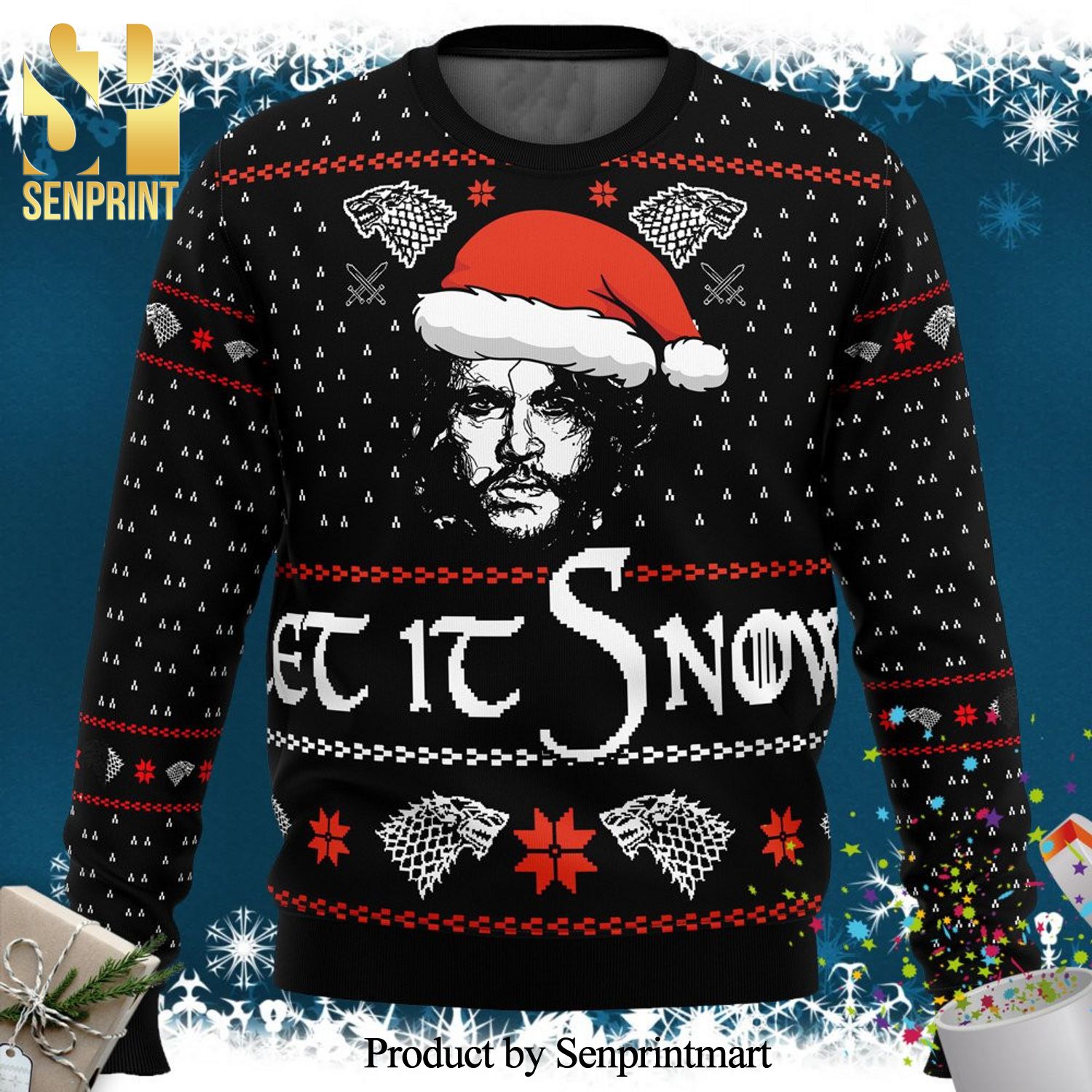 Jon Snow Game Of Thrones Let It Snow Wool Knitted Ugly Christmas Sweater