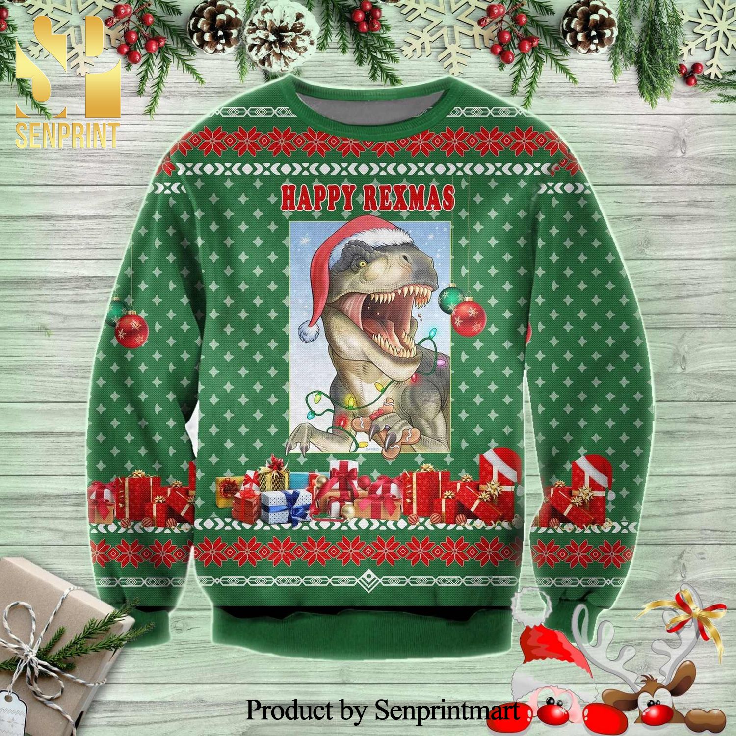 Jurassic Park Happy Rexmas Christmas Knitted Ugly Christmas Sweater