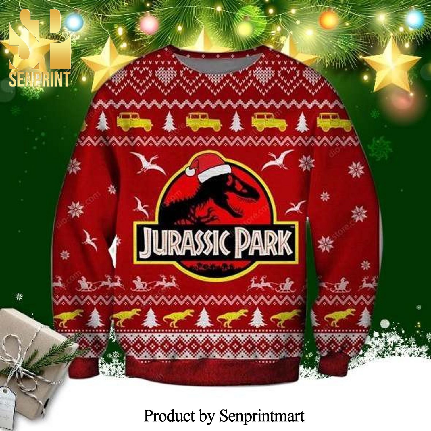 Jurassic Park Knitted Ugly Christmas Sweater