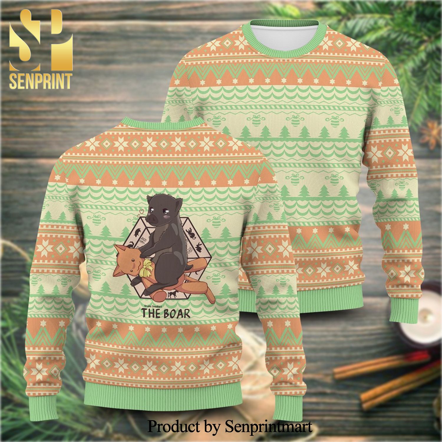 Kagura Sohma The Boar Of The Zodiac Fruits Basket Manga Anime Knitted Ugly Christmas Sweater