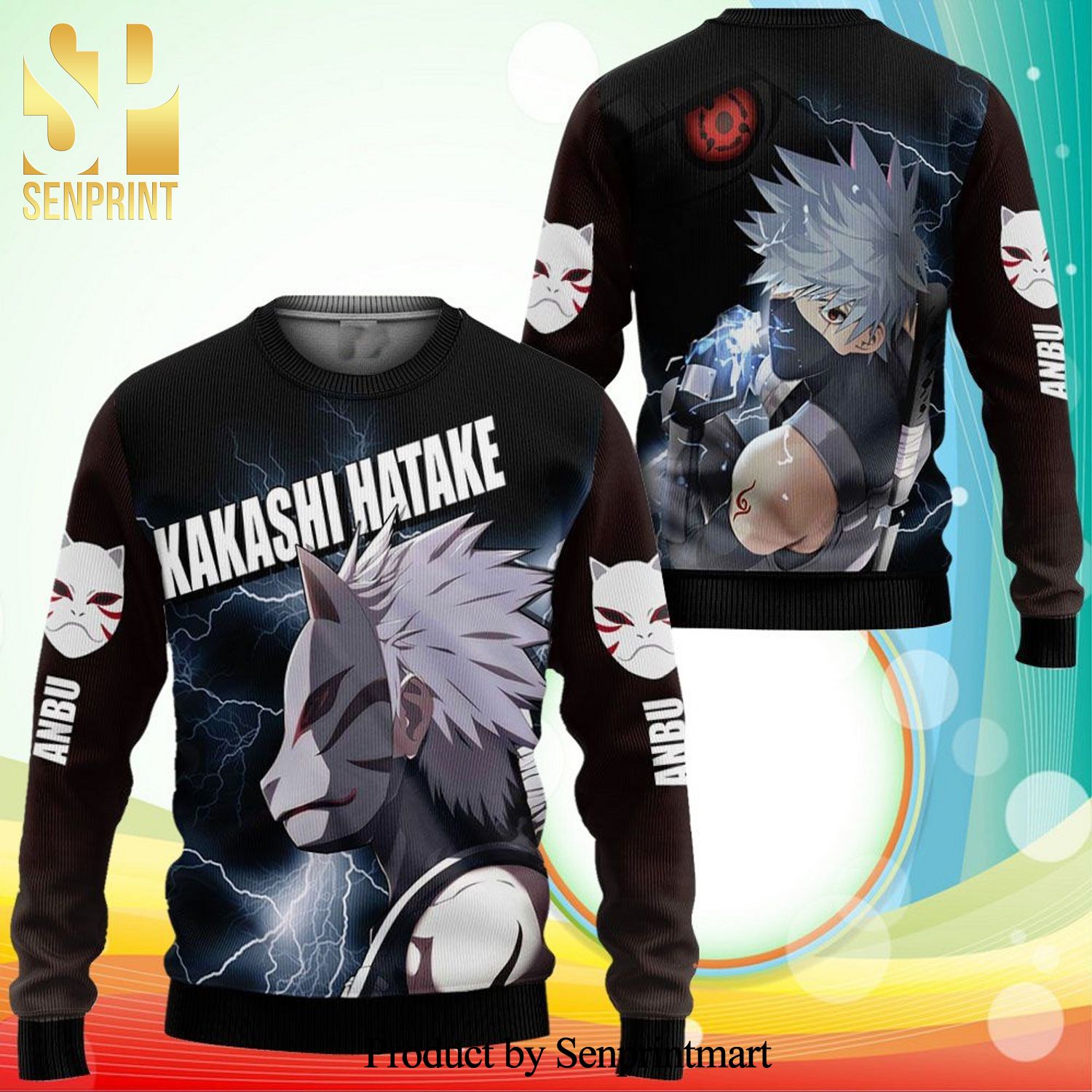 Kakashi Hakate Naruto Manga Anime Knitted Ugly Christmas Sweater