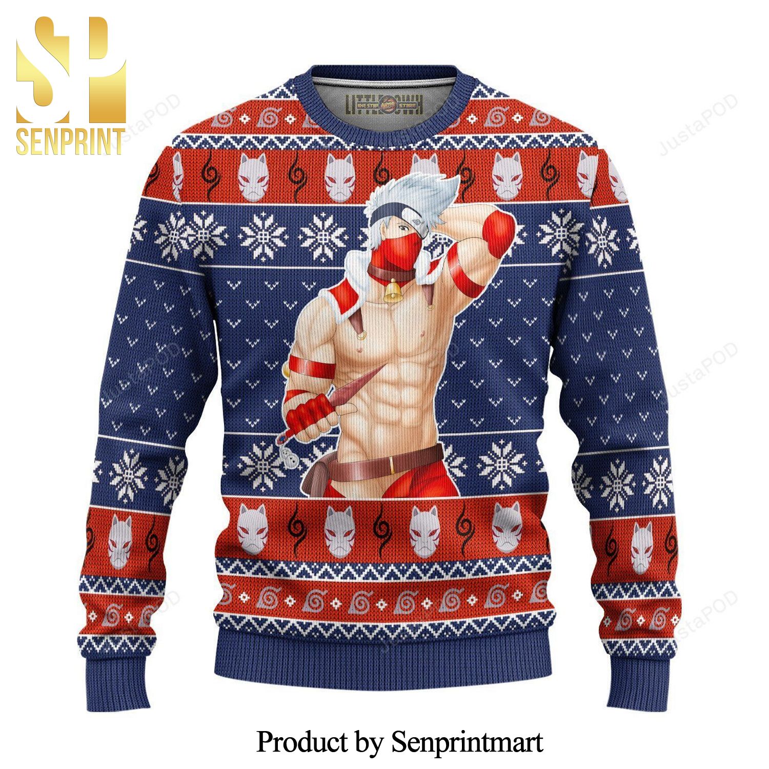 Kakashi Hatake Shirtless Naruto Shippuden Manga Anime Knitted Ugly Christmas Sweater