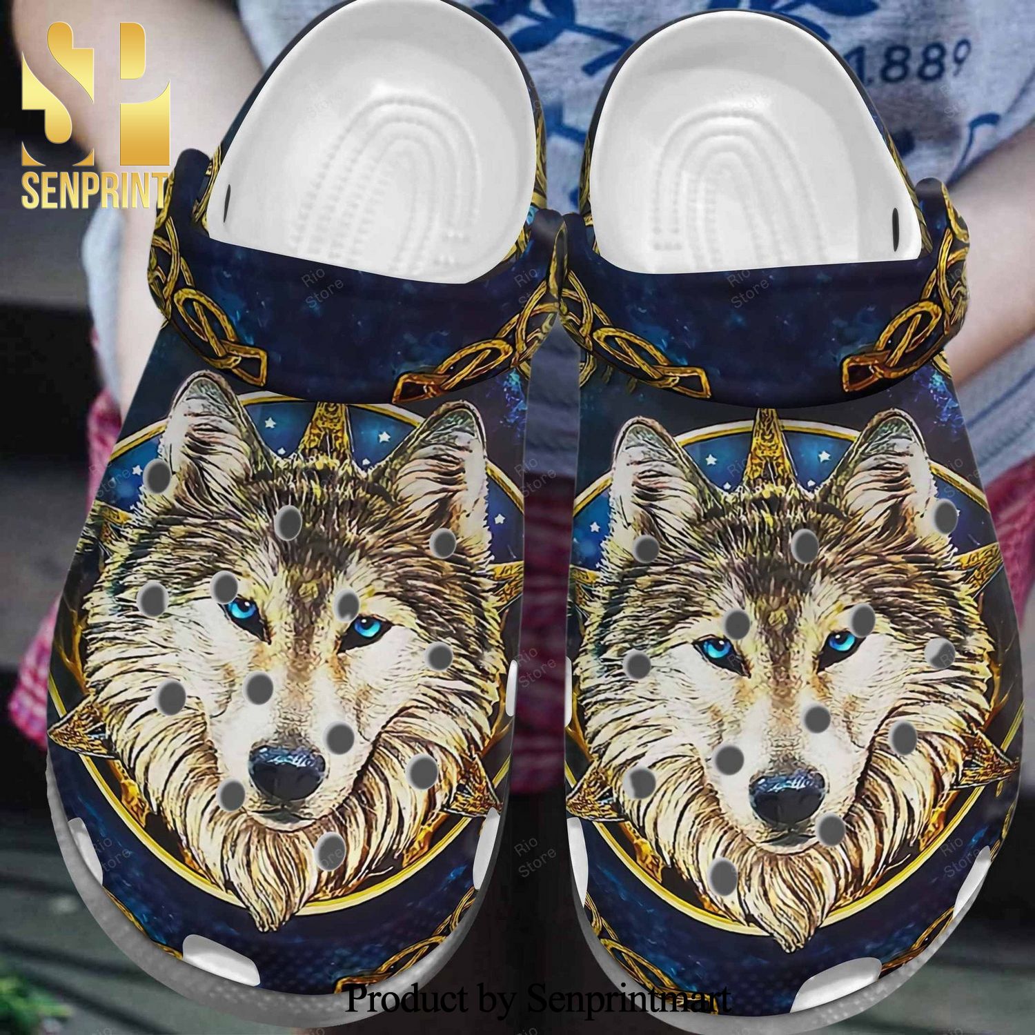 Ancient Royal Golden Wolf Crocs Classic A124 Gift For Lover Street Style Crocs Crocband Clog