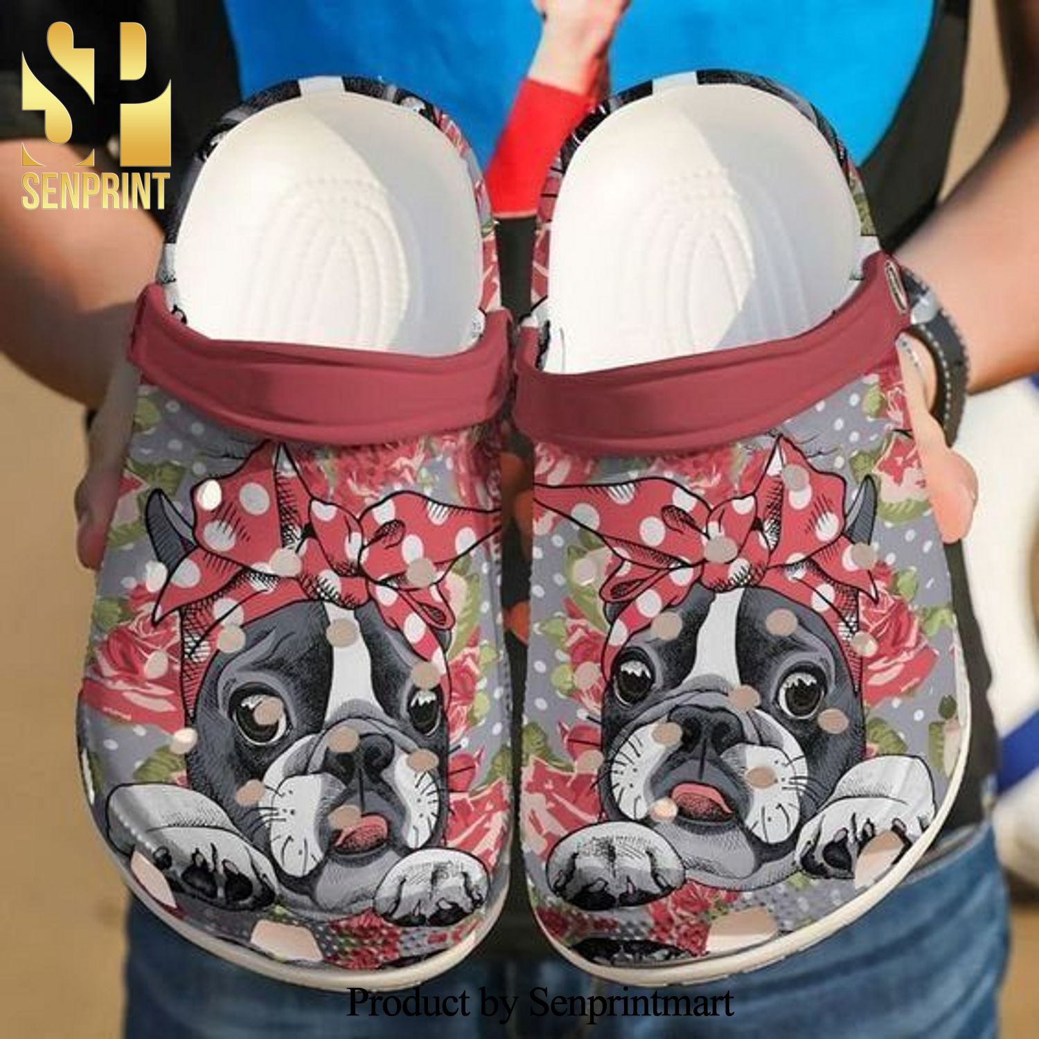 Awesome Boston Terrier Floral All Over Printed Crocs Shoes