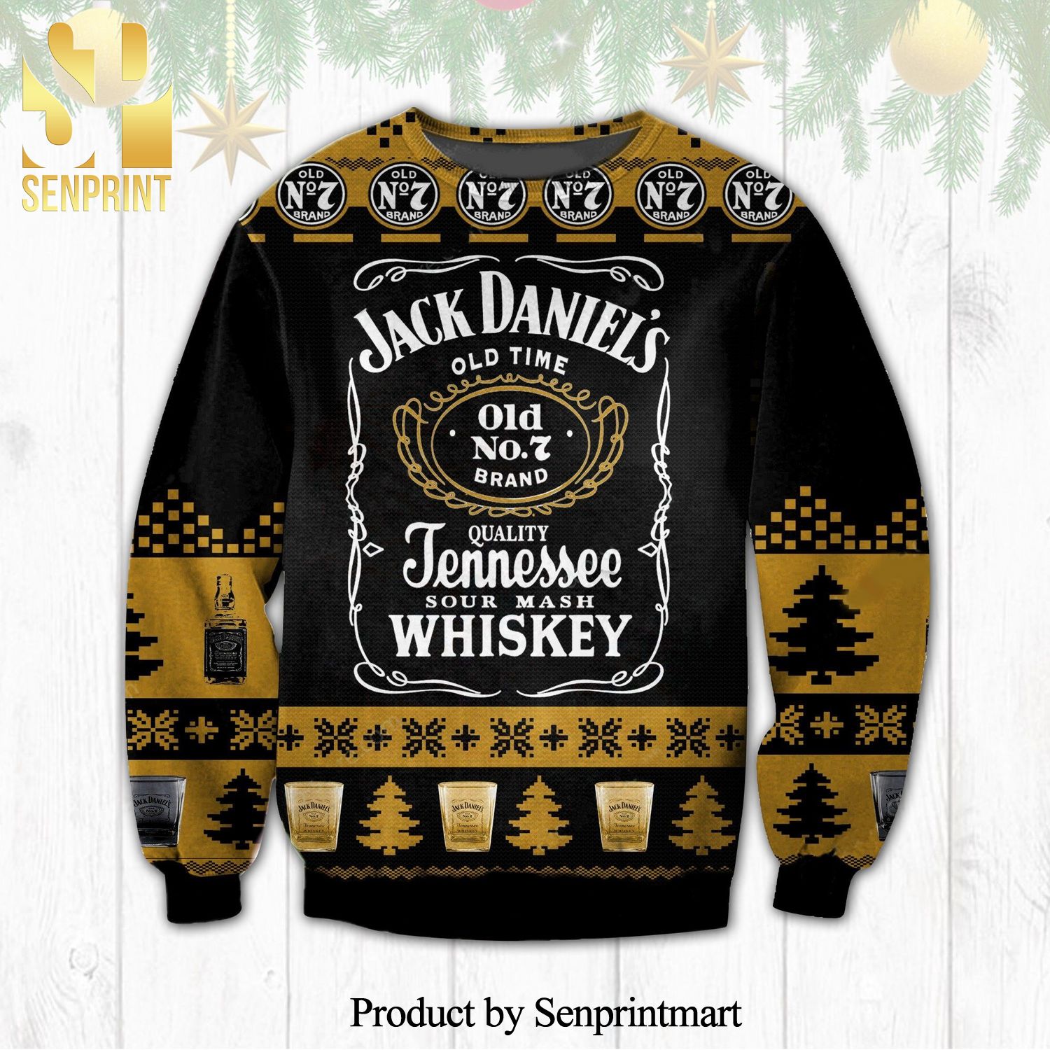 Jack Daniel’s Quality Tennessee Sour Mash Whiskey Knitted Ugly Christmas Sweater