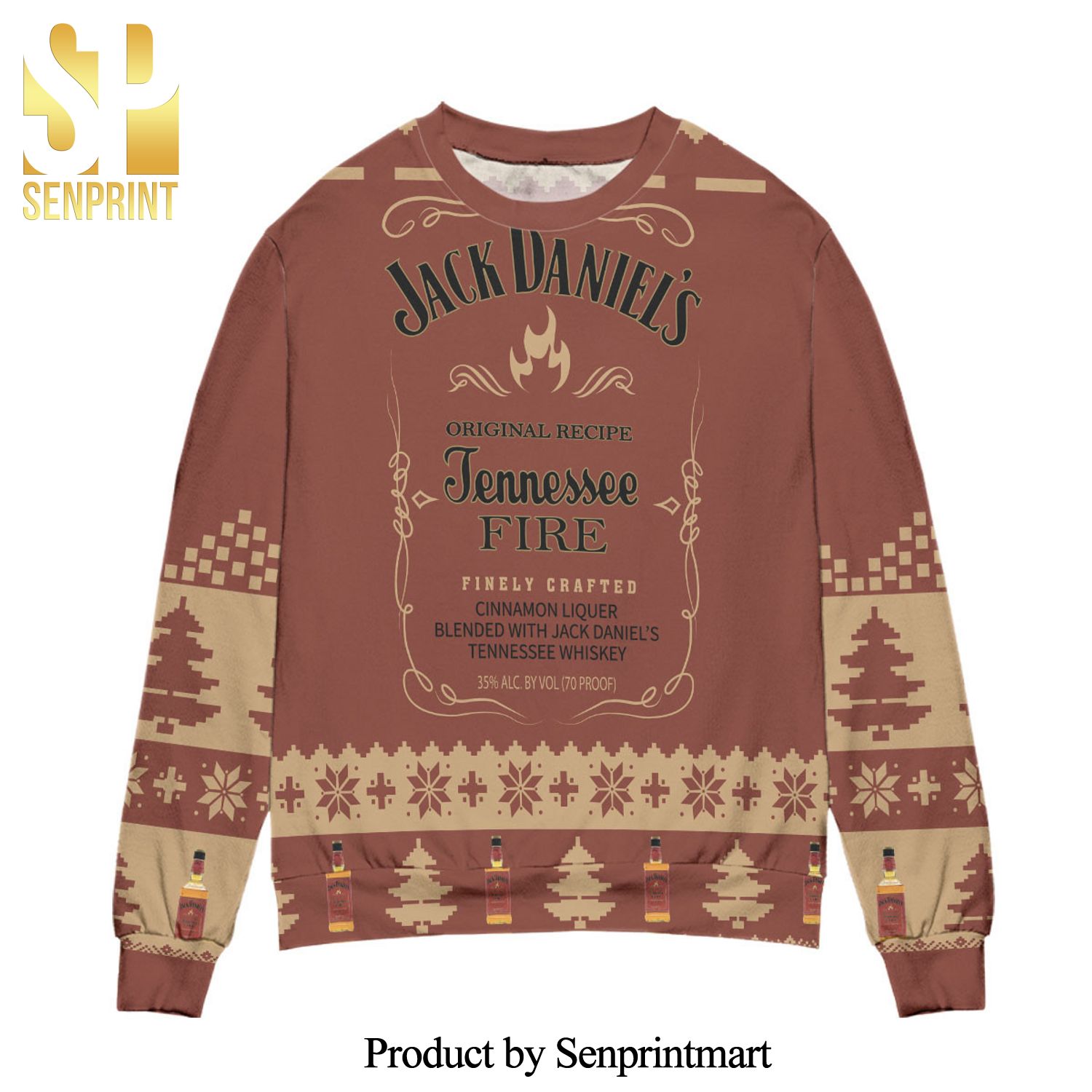 Jack Daniel’s Tennessee Fire Whisky Pine Tree Knitted Ugly Christmas Sweater