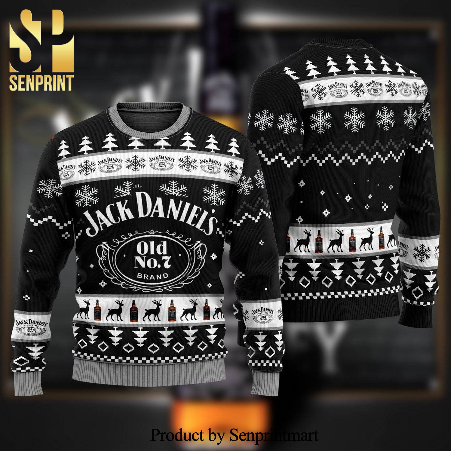 Jack Daniels Whiskey Knitted Ugly Christmas Sweater