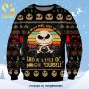 Jack Skellington Moon The Nightmare Before Christmas Horror Movie Halloween Knitted Ugly Christmas Sweater