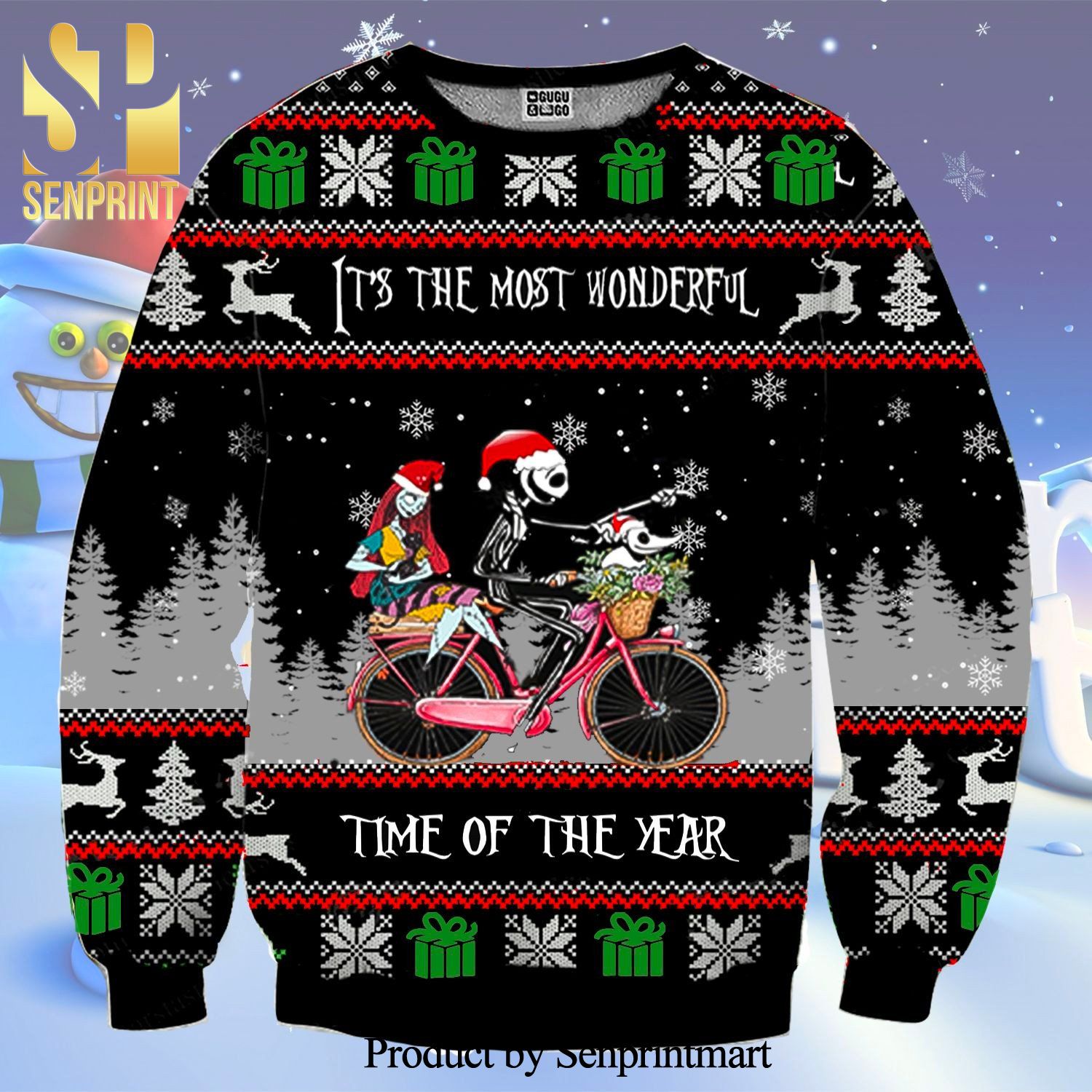 Jack Skellington The Nightmare Before Christmas Wonderful Time Of The Year Mistletoe Knitted Ugly Christmas Sweater