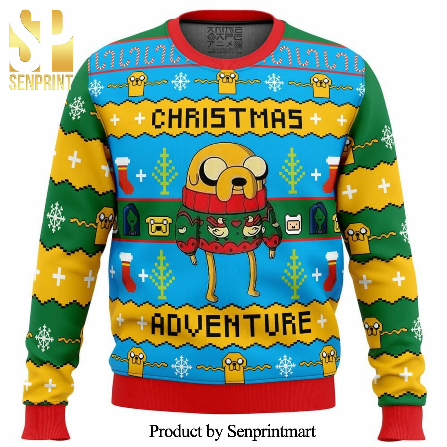 Jake The Dog Christmas Adventure Time Knitted Ugly Christmas Sweater