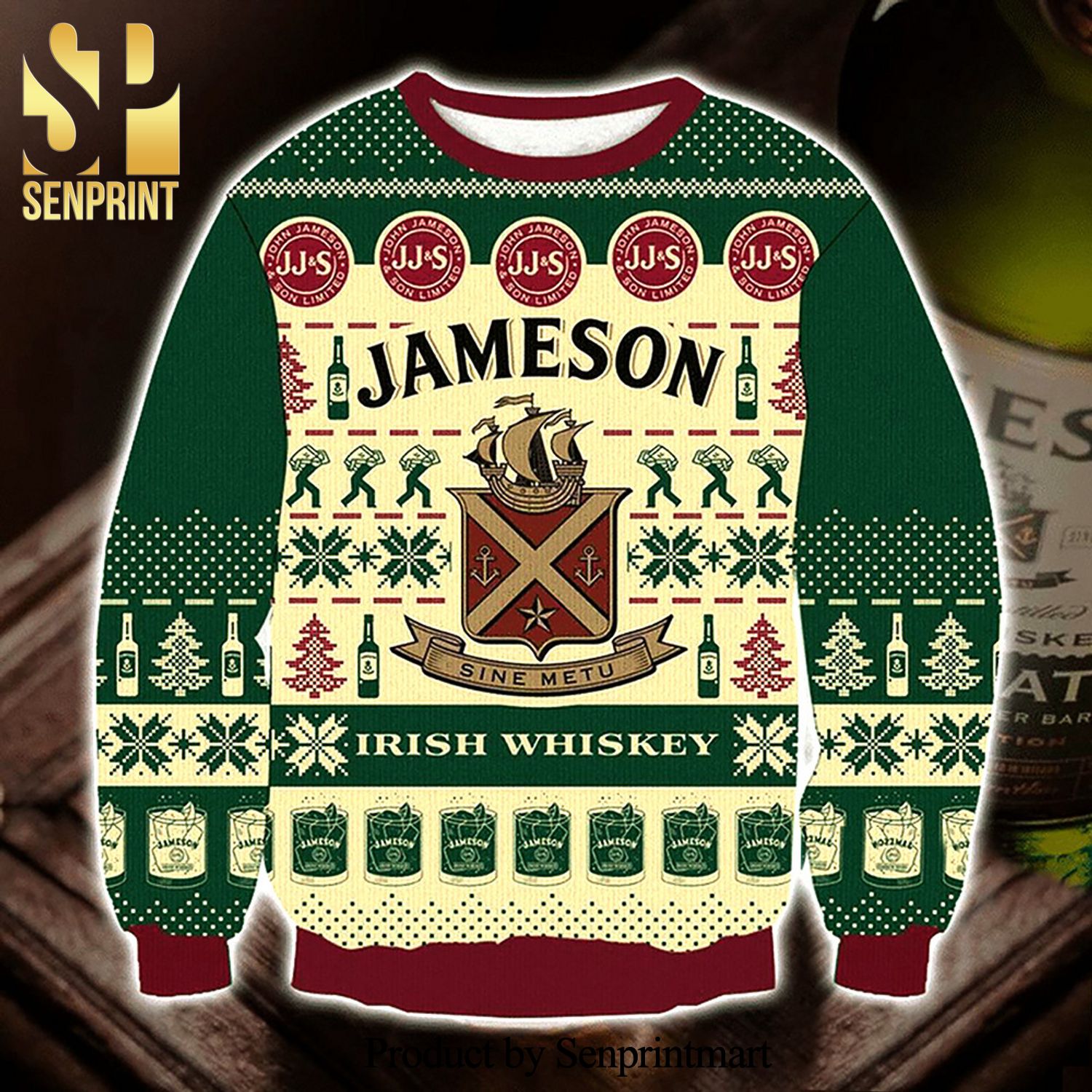 Jameson Irish Whiskey Alcohol Knitted Ugly Christmas Sweater