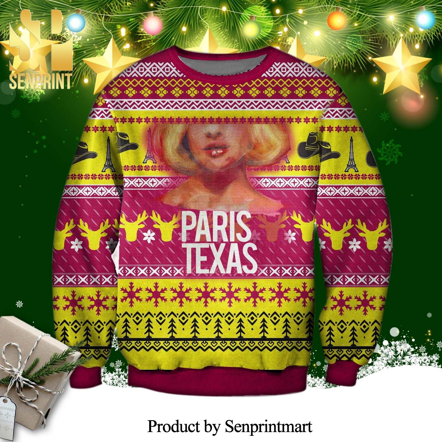 Jane Henderson Paris Texas Christmas Knitted Ugly Christmas Sweater