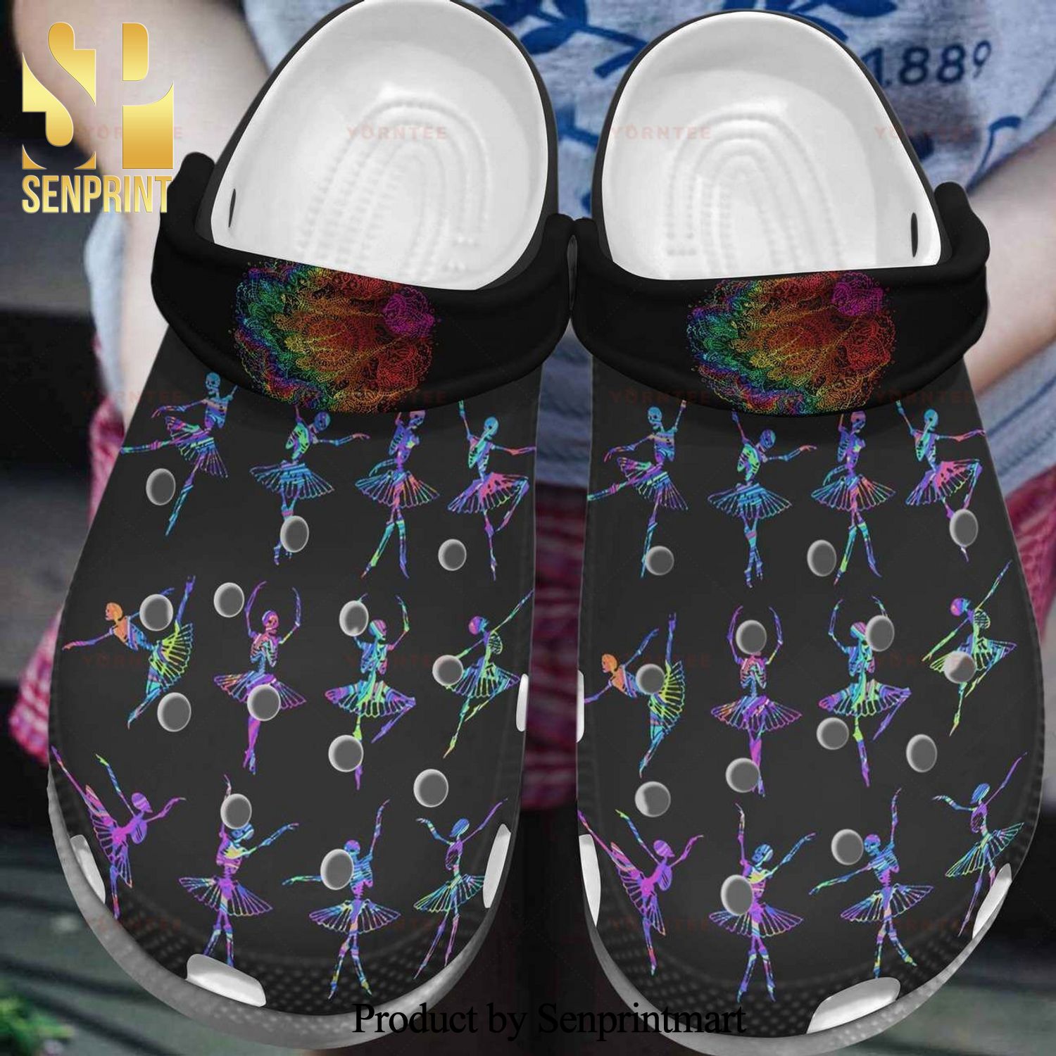 Ballet Colorful Skull Gift For Lover Rubber Crocs Crocband In Unisex Adult Shoes