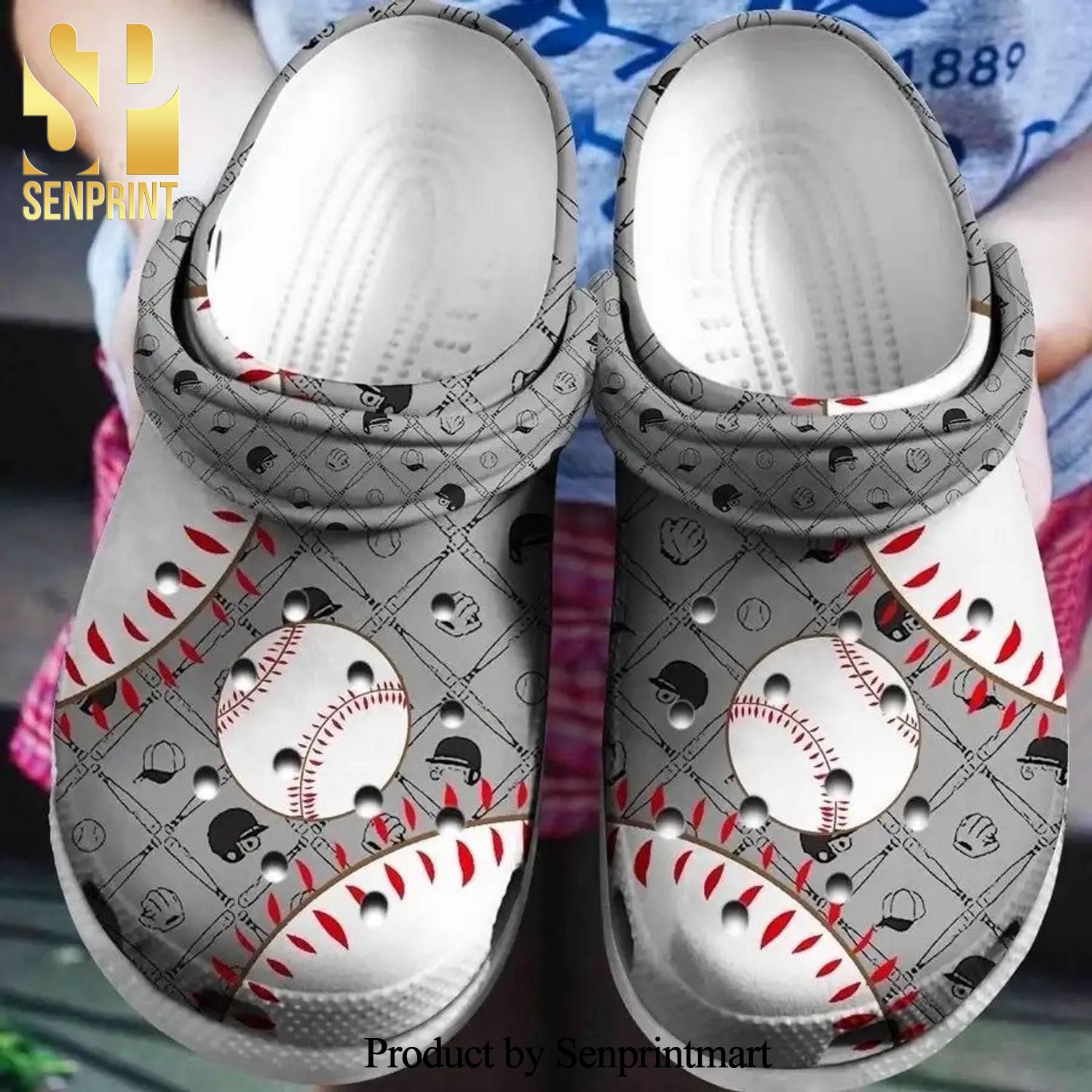 Baseball Pattern Hypebeast Fashion Crocs Sandals