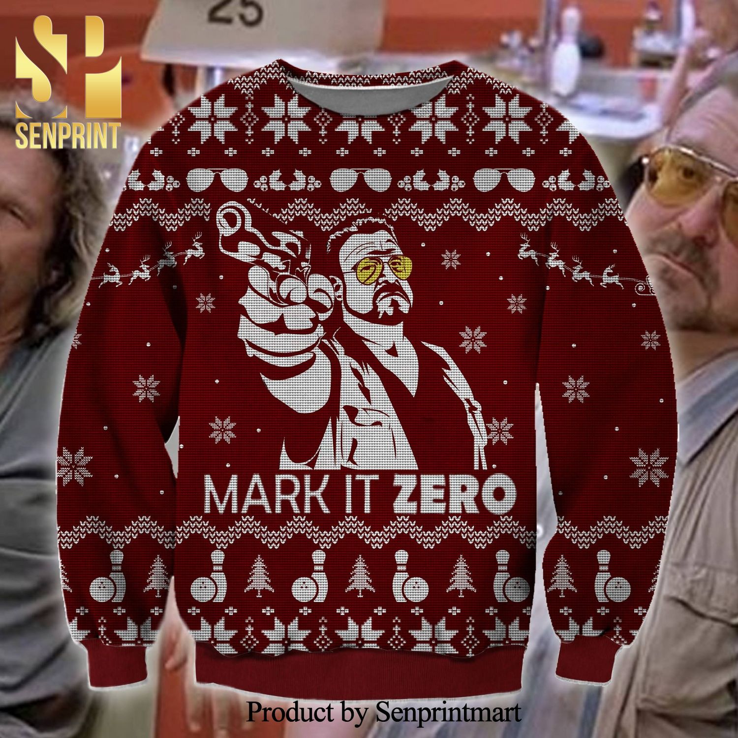 Jeff Lebowski The Big Lebowski Mark It Zero Knitted Ugly Christmas Sweater