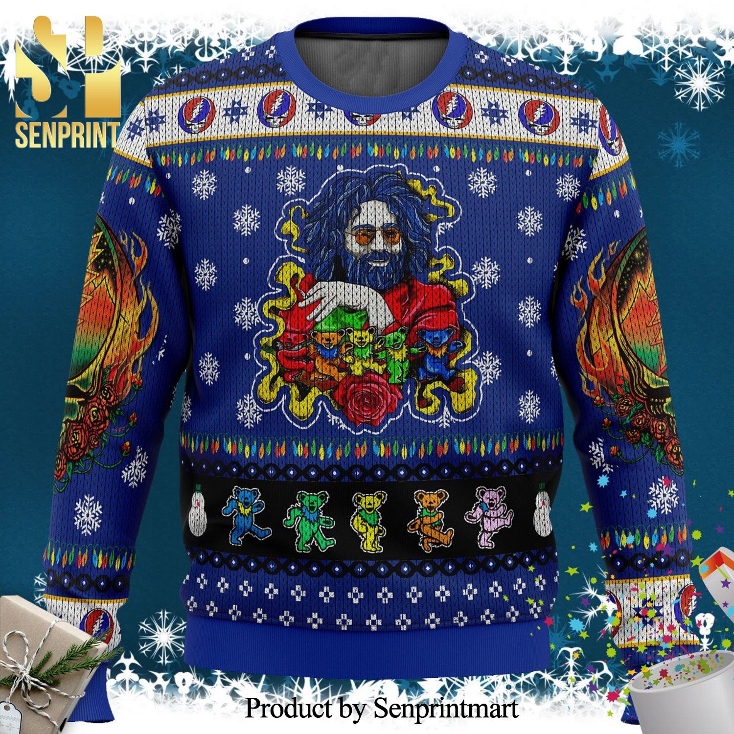 Jerry Garcia Grateful Dead Knitted Ugly Christmas Sweater