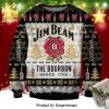 Jim Beam The Bourbon Since 1795 Pine Tree Pattern Knitted Ugly Christmas Sweater