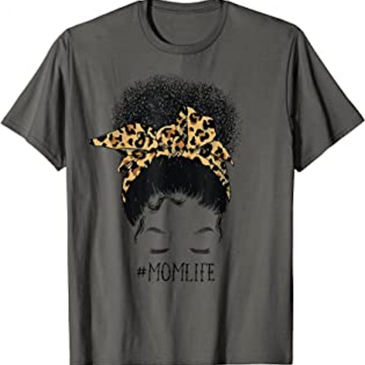Afro African American Mothers Day Leopard Black Mom Life T-Shirt
