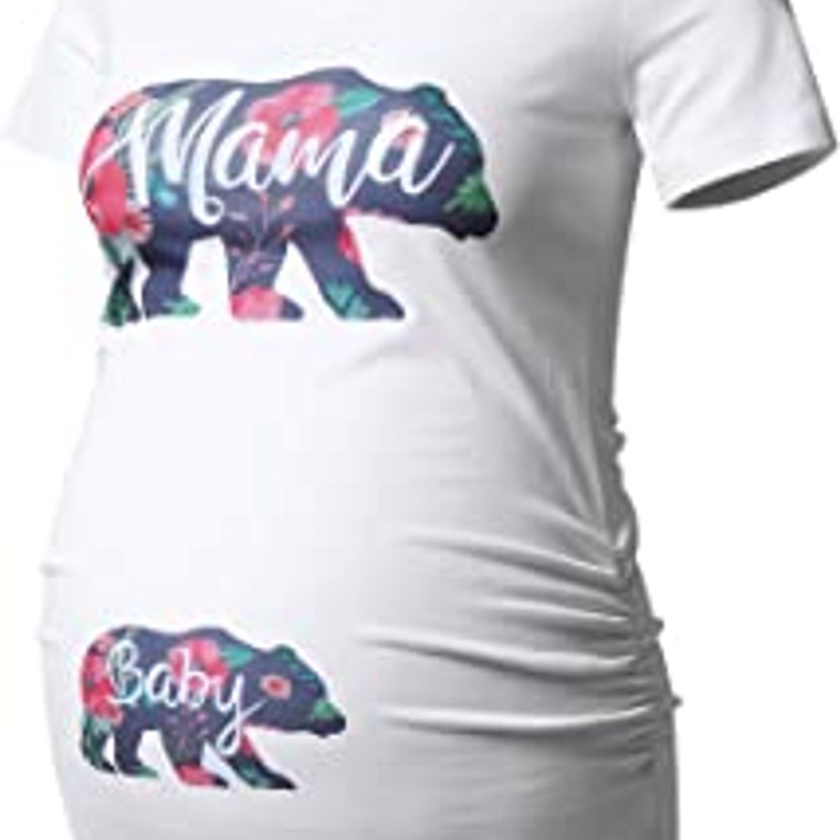 Short Sleeve Maternity Tops Shirts Floral Ruched Sides Casual Mama Pregnancy Blouses Clothes