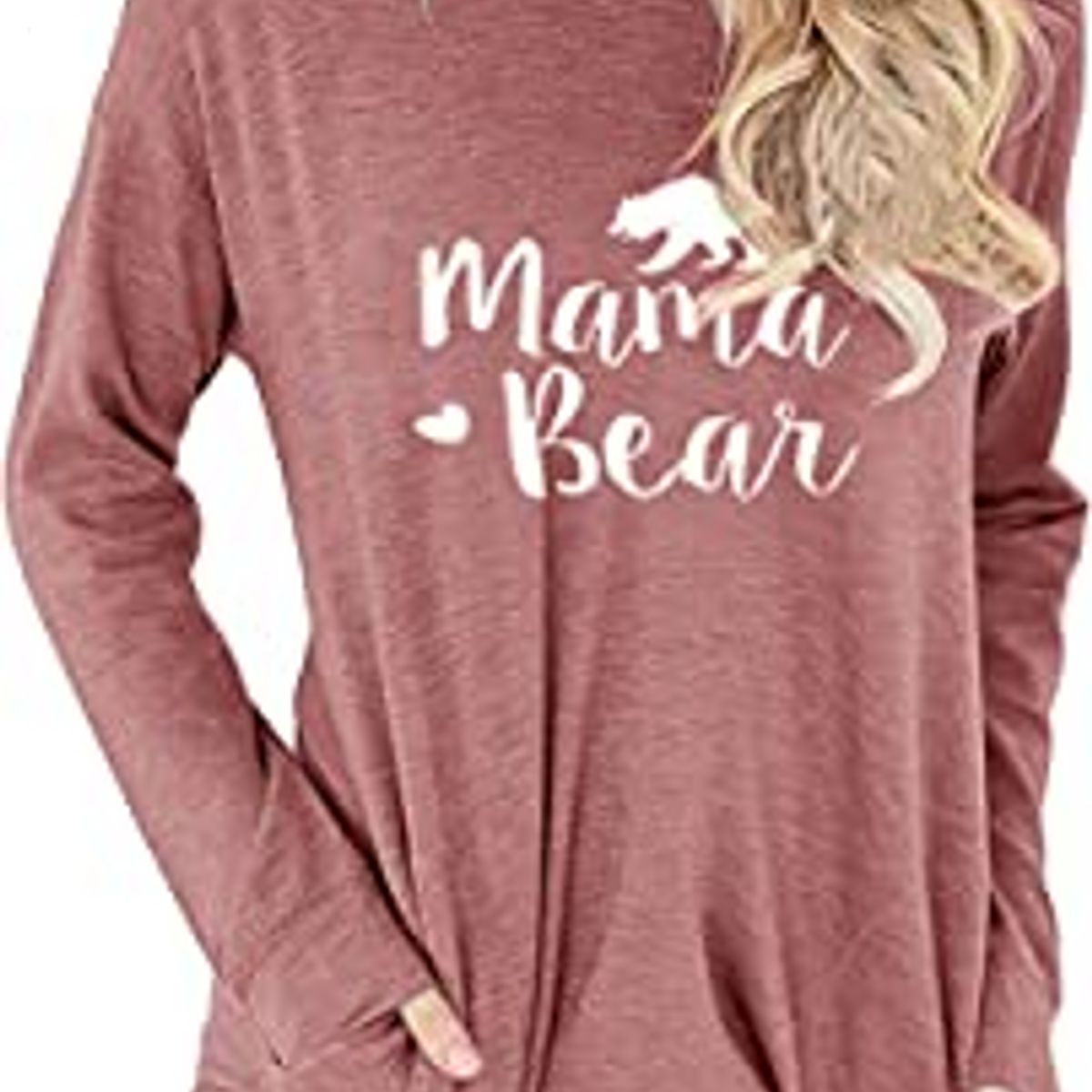 Womens Mama Bear Shirt Casual Long Sleeve Tunics Tops Mama Bear Sweatshirt Tops with Pockets – YM91