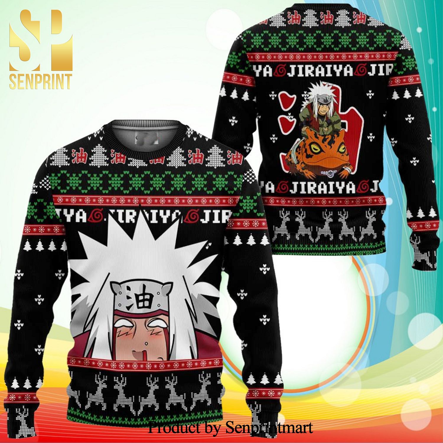 Jiraiya Pervy Sage Naruto Anime Knitted Ugly Christmas Sweater