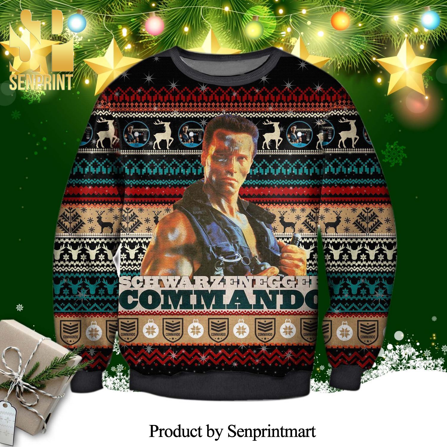 John Matrix Commando Knitted Ugly Christmas Sweater