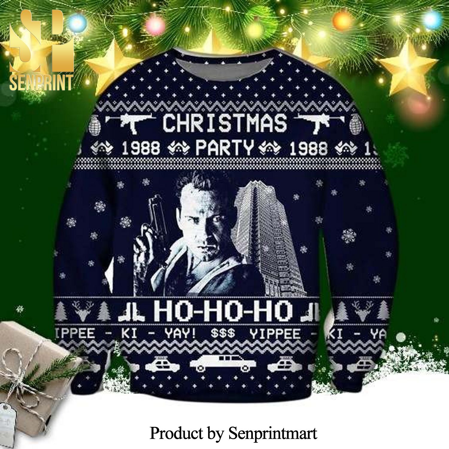 John McClane Die Hard Christmas Party Knitted Ugly Christmas Sweater