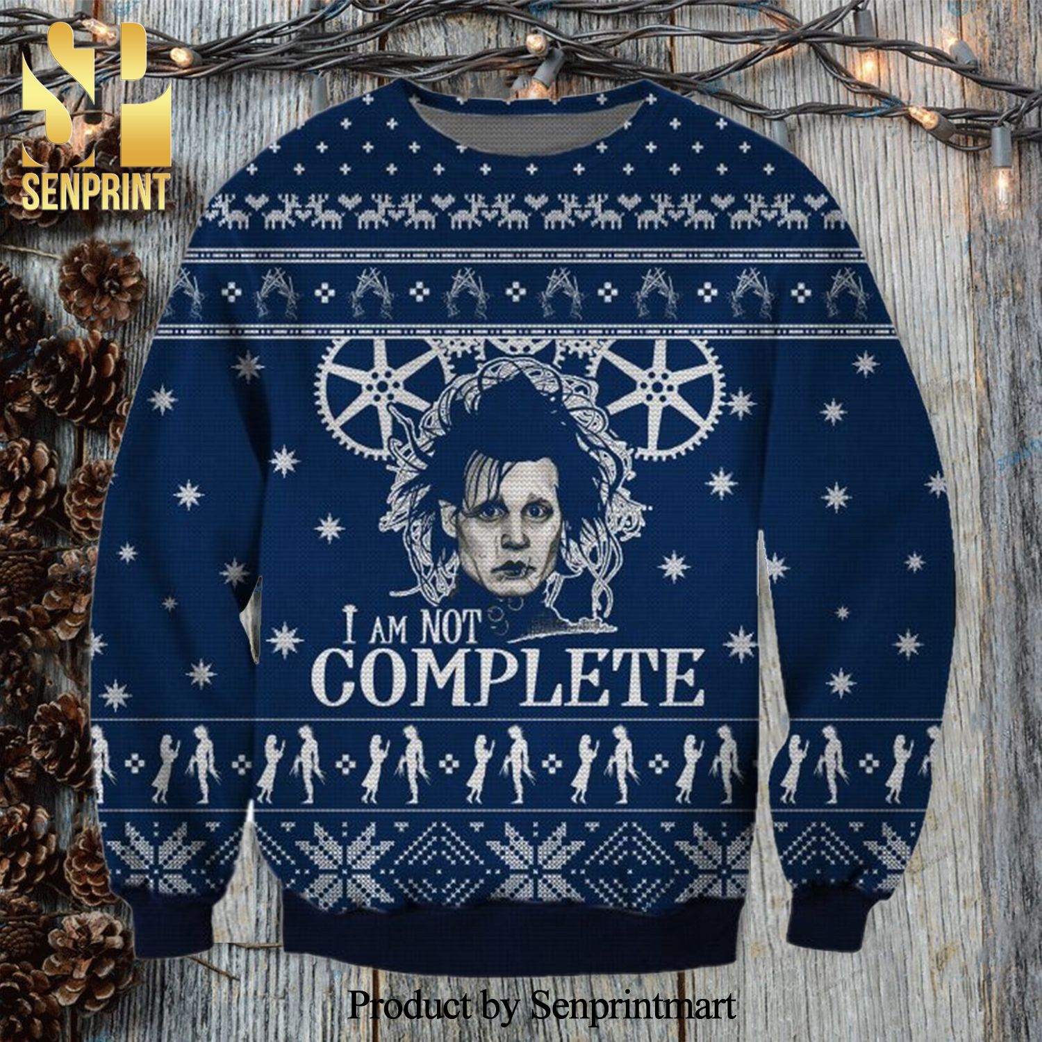 Johnny Depp Edward Scissorhands I Am Not Complete Knitted Ugly Christmas Sweater