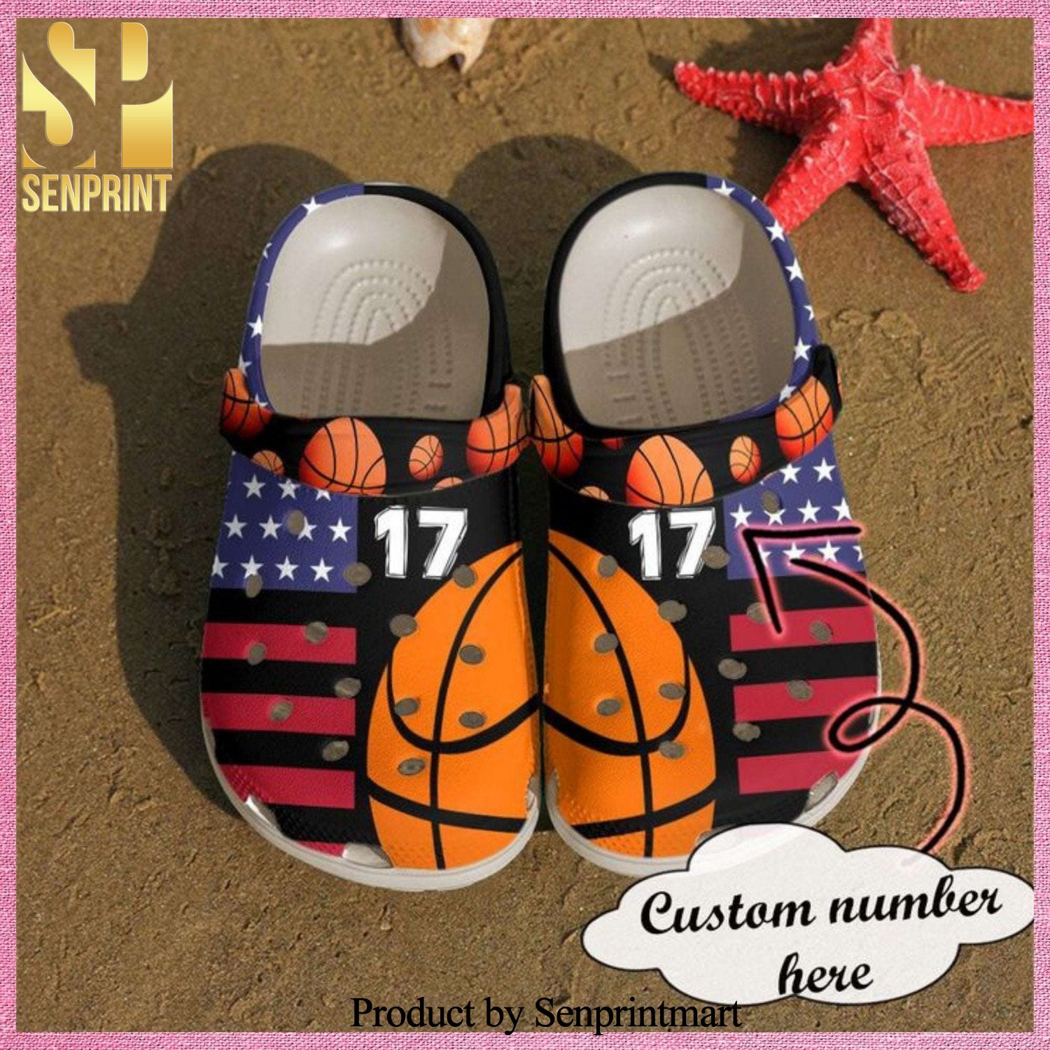 Basketball Personalized American Gift For Fan All Over Printed Unisex Crocs Crocband Clog