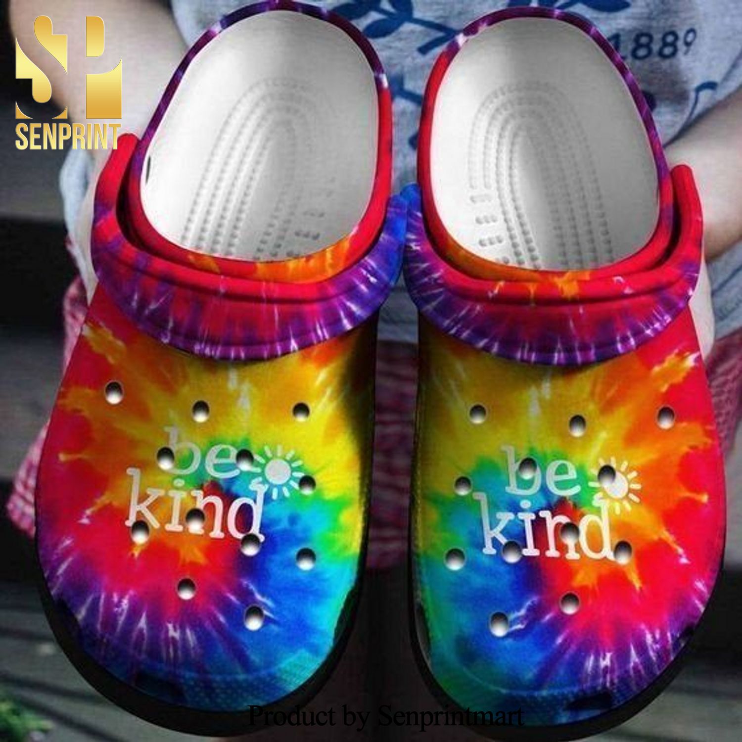 Be Kind Tie Dye Cool All Over Printed Crocs Crocband