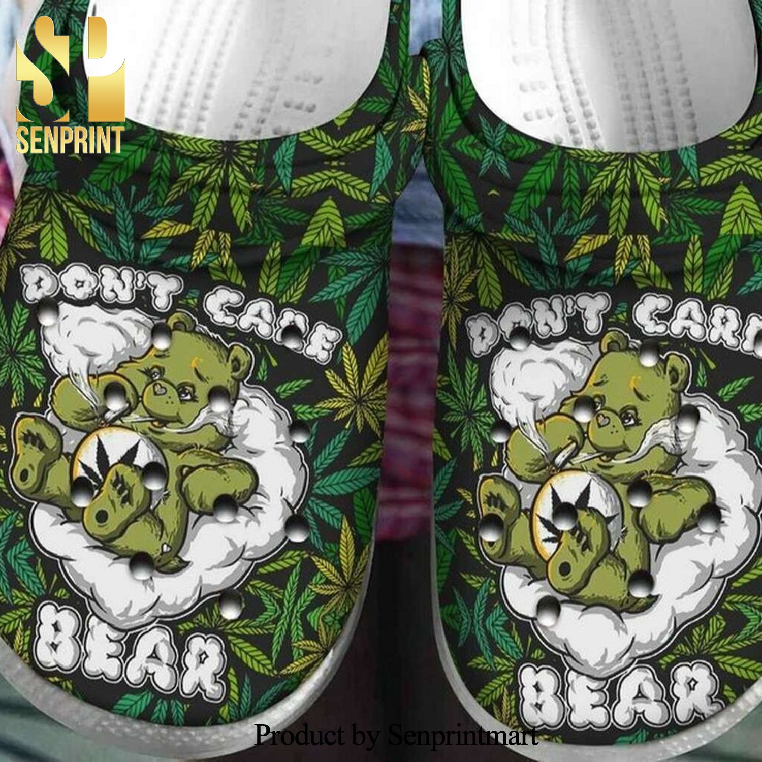 Bear Weed Dont Care Full Printed Crocs Crocband Clog