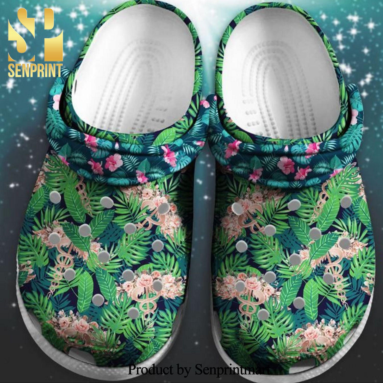 Beautiful Jungle Flower Gift For Lover Rubber Classic Crocs Crocband Clog