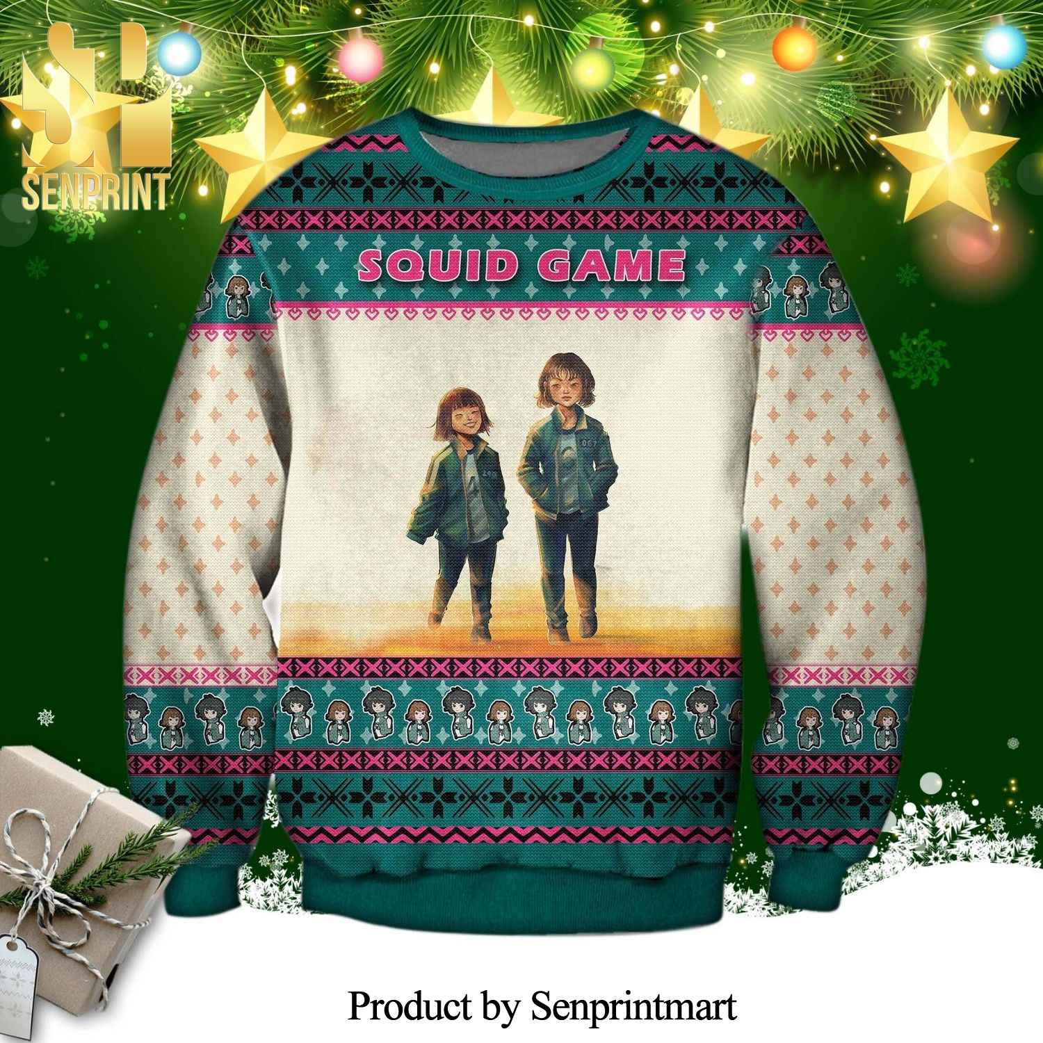 Kang Sae-byeok And Ji-yeong Squid Game Knitted Ugly Christmas Sweater