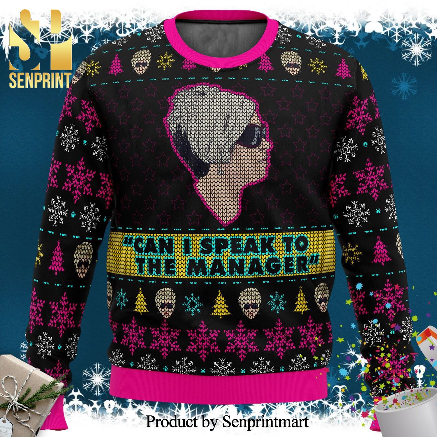 Karen Can I Speak To The Manager Knitted Ugly Christmas Sweater