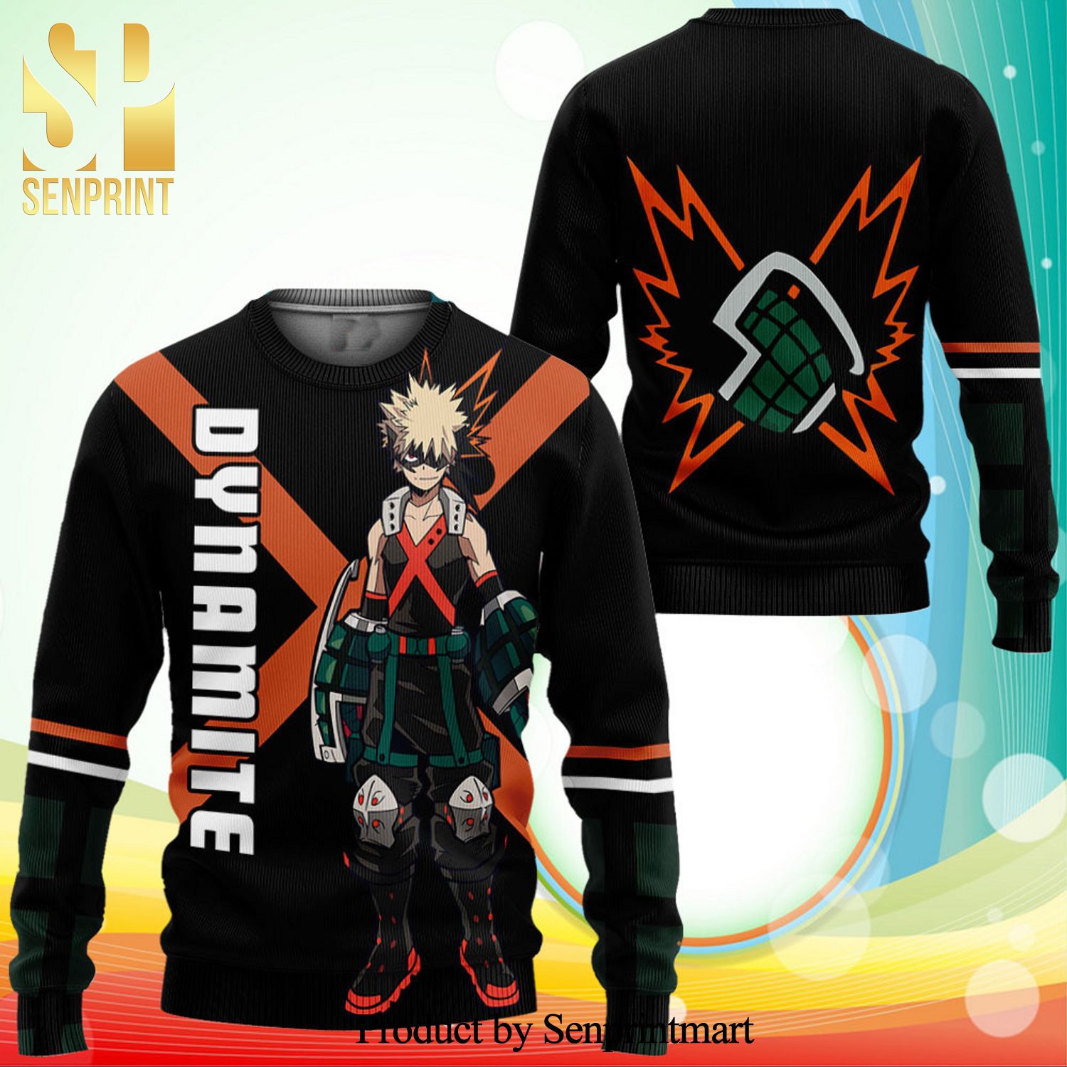 Katsuki Bakugo Anime My Hero Academia Knitted Ugly Christmas Sweater