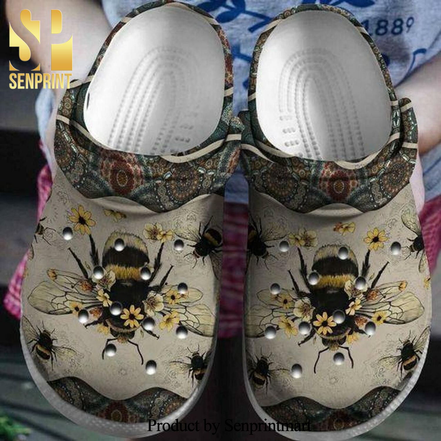 Bee Mandala Personalized 202 Gift For Lover Rubber Crocs Crocband In Unisex Adult Shoes