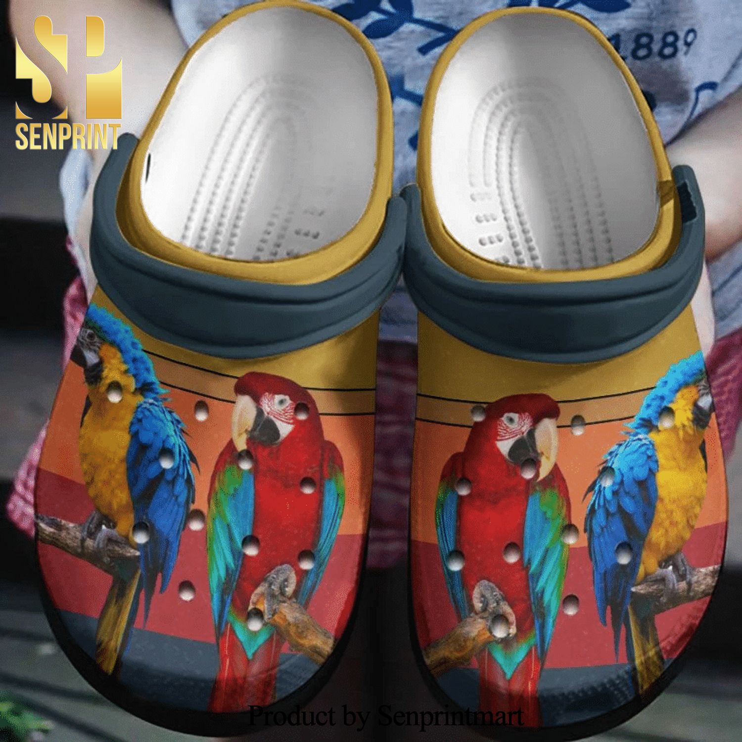 Birds Macow And Red Parrot Couple Gift For Lover All Over Printed Crocs Crocband Adult Clogs