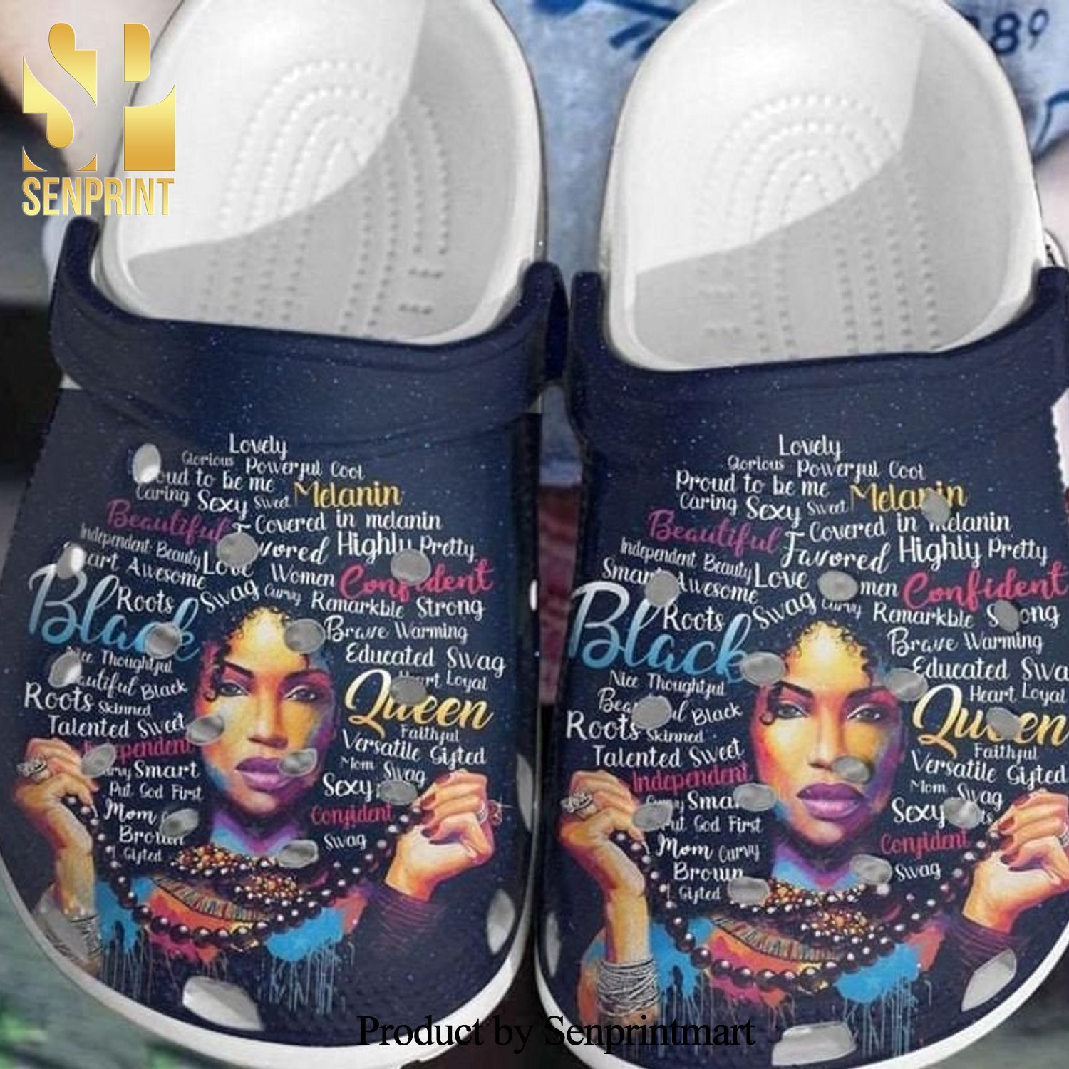 Black Queen Proud Crocs Birth Month Gift Back Girl Full Printed Crocs Shoes