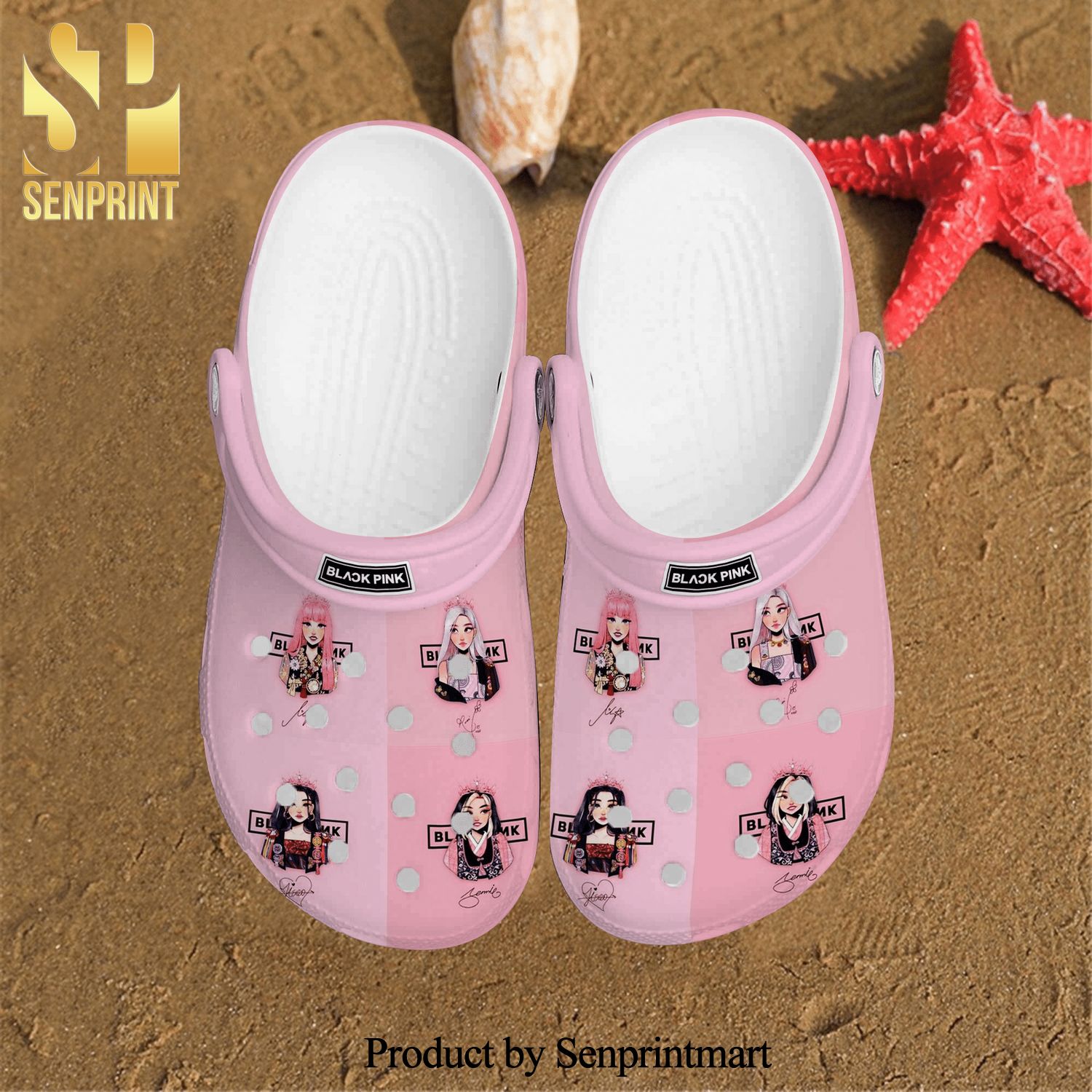 Blackpink Logo Signature Lisa Rose Jisoo Jennie Comfortable Classic Waterar Full Printing Crocs Crocband In Unisex Adult Shoes