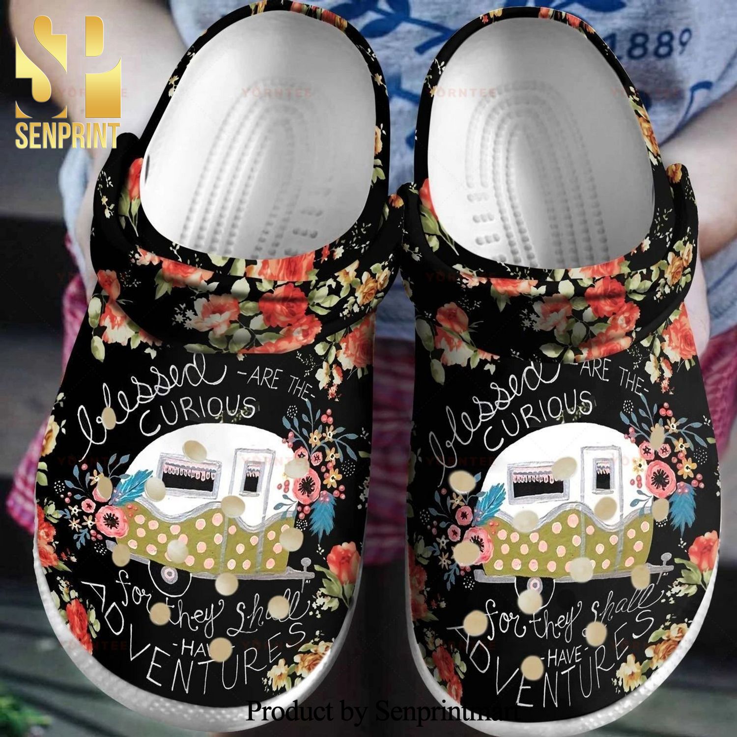 Blessed Are The Curious Camping Gift For Lover Full Printing Crocs Sandals