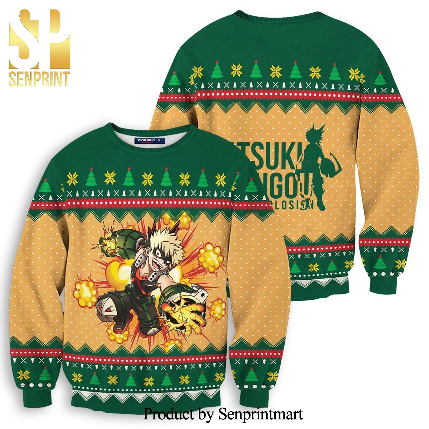 Katsuki Bakugo Boom My Hero Academia Manga Anime Knitted Ugly Christmas Sweater