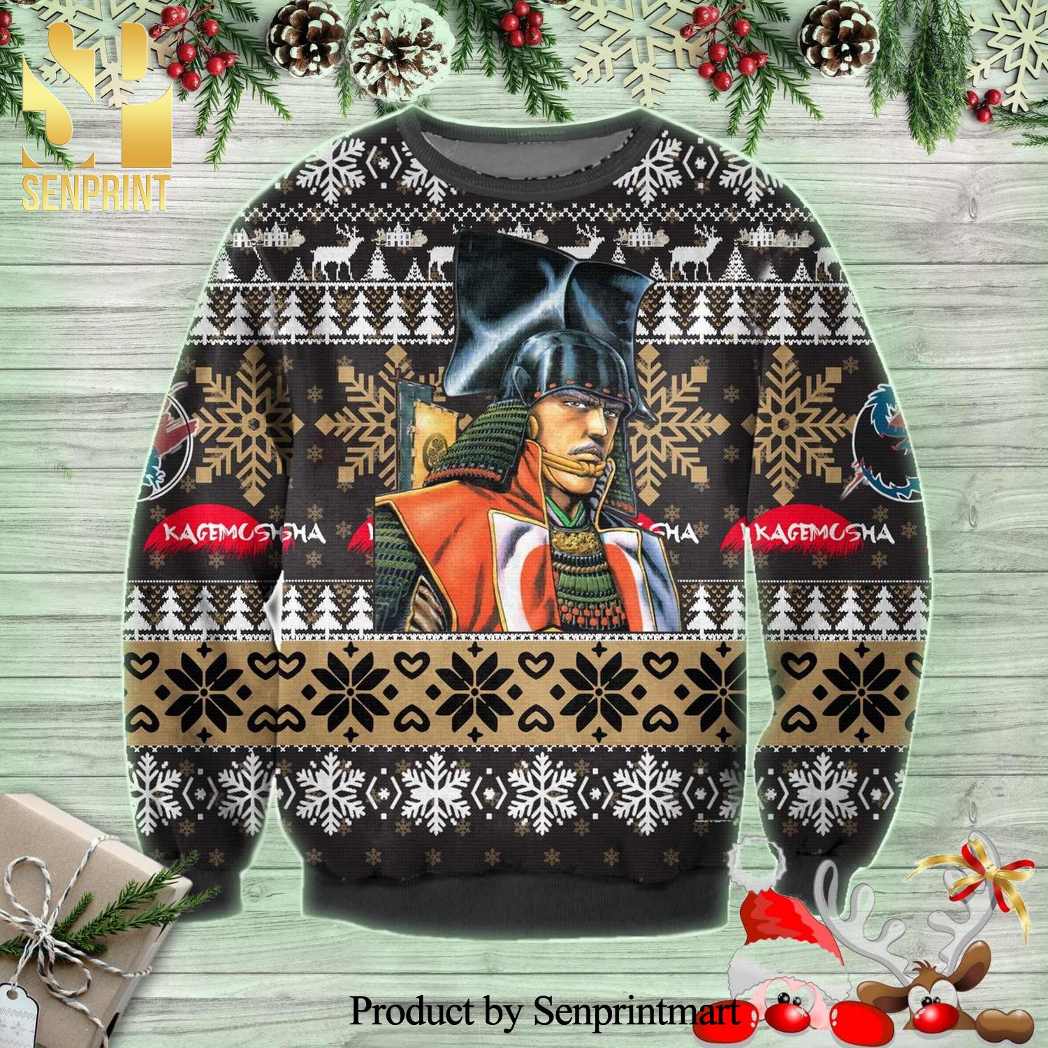 Katsuyori Takeda Kagemusha Christmas Knitted Ugly Christmas Sweater