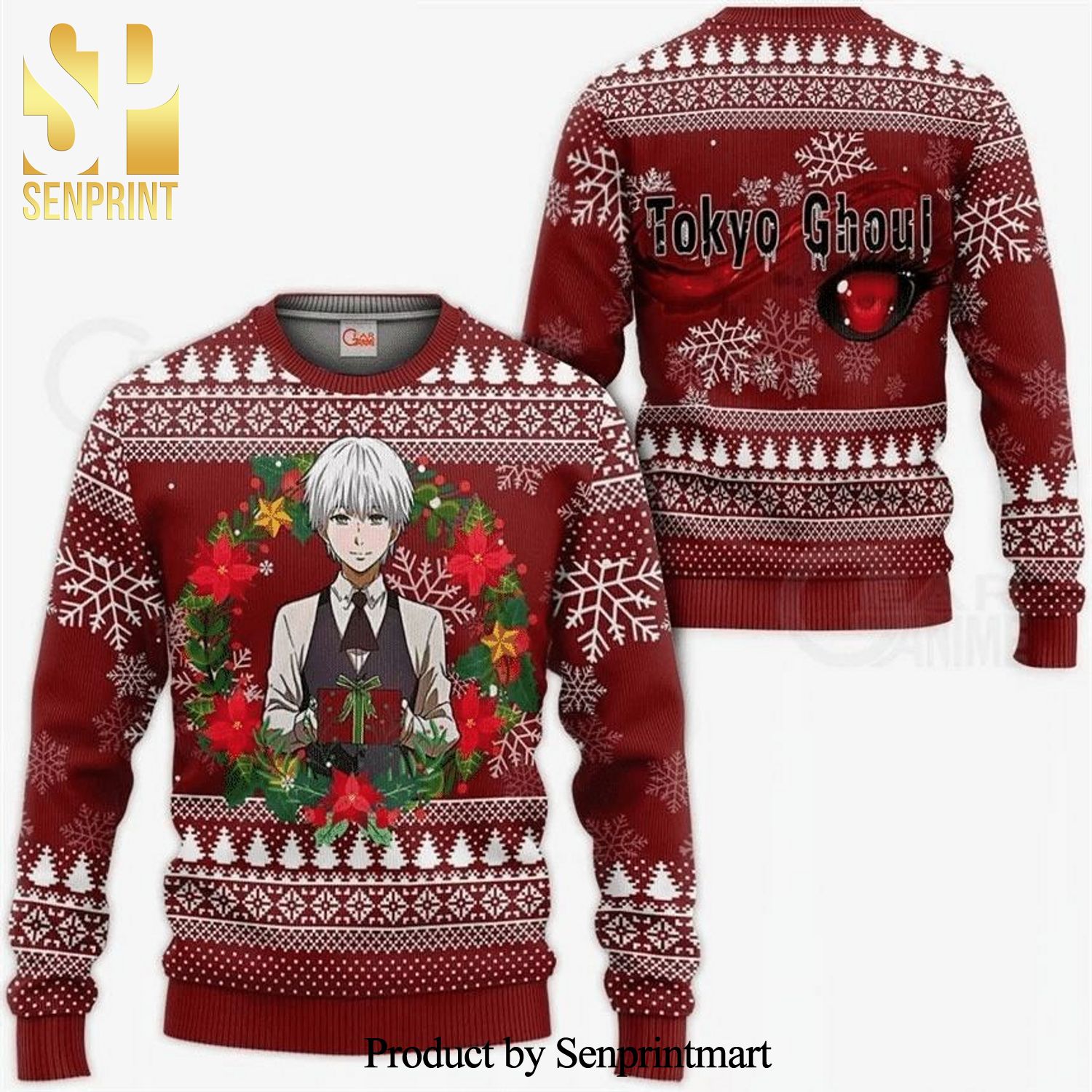 Ken Kaneki Tokyo Ghoul Manga Anime Wool Knitted Ugly Christmas Sweater