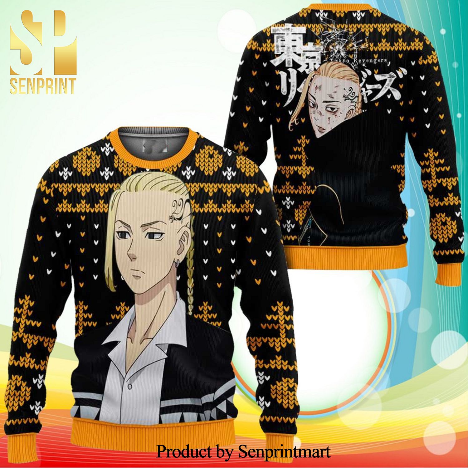 Ken Ryuuguuji Draken Anime Tokyo Revengers Xmas Gifts Knitted Ugly Christmas Sweater