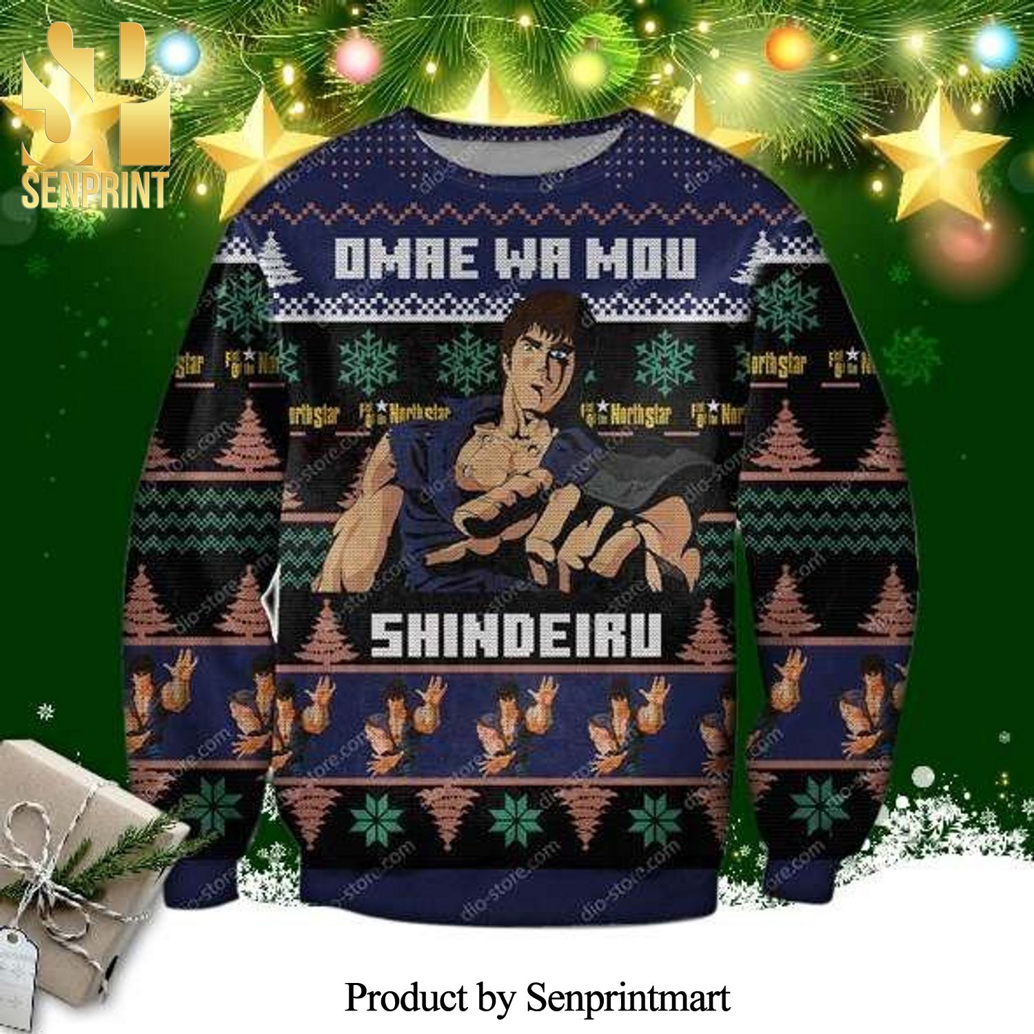 Kenshiro Shindeiru Fist Of The North Star Manga Anime Knitted Ugly Christmas Sweater