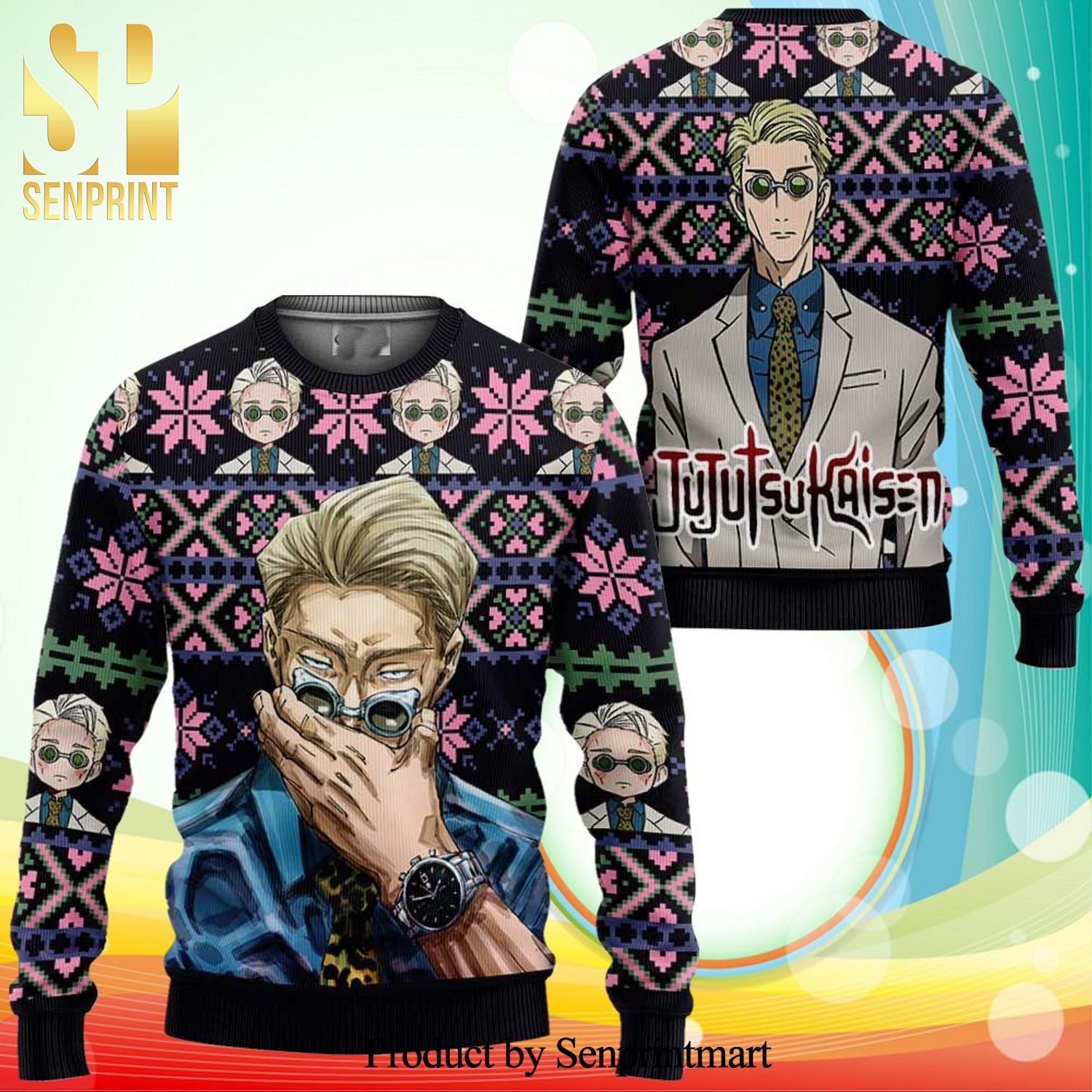 Kento Nanami Jujutsu Kaisen Anime Knitted Ugly Christmas Sweater